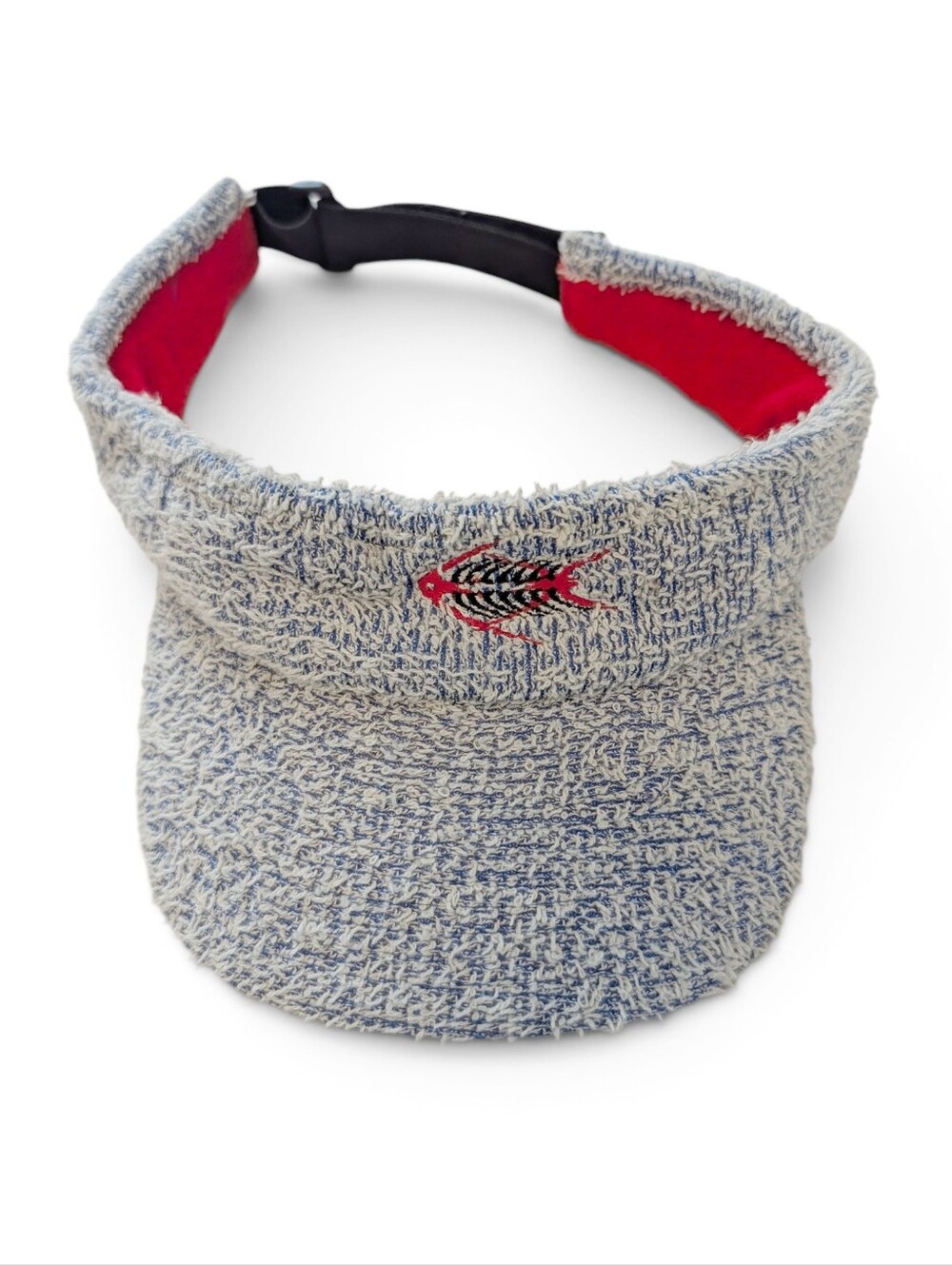 VINTAGE Terrycloth Visor Strapback Adjustable Blue White Red